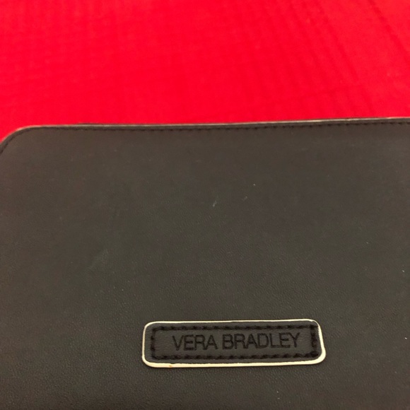 Vera Bradley zip around black Faux leather wallet, 4 card slots with two slits. - Picture 8 of 12